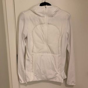 Lululemon White Half Zip Jacket with Knit Detail